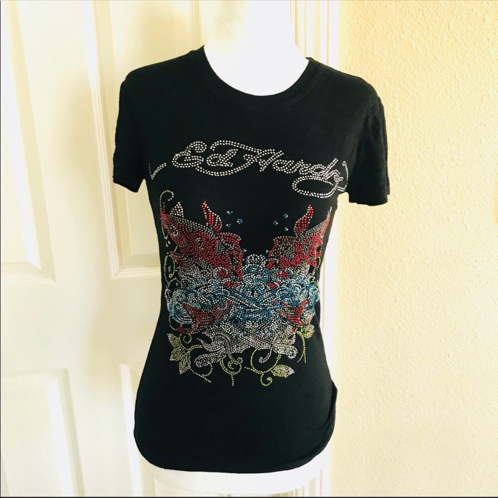 Ed Hardy koi fish super bling tee